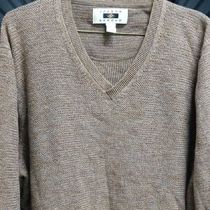 Joseph Abboud Men's Tan-Brown V-Neck Sweater